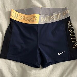 Nike Pro Blue and Gold Athletic Shorts